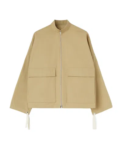 Jil Sander Logo-appliqué Cotton Jacket In Nude