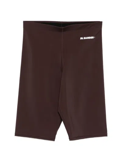 Jil Sander Logo Biker Shorts In Brown