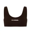 Jil Sander Logo Bikini Top In Brown