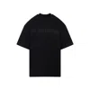 Jil Sander Round Neck Black Cotton T-shirt With Tonal Logo Print In Black