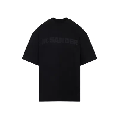 JIL SANDER JIL SANDER LOGO BLACK COTTON T-SHIRT