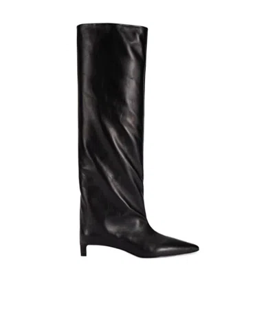 Jil Sander Logo Boots In Black