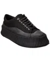 Jil Sander 40mm Vulcanized Leather Sneakers In Black