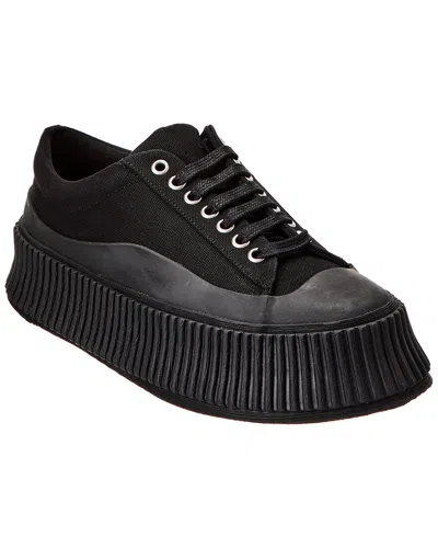 Jil Sander Logo Canvas Sneaker In Black