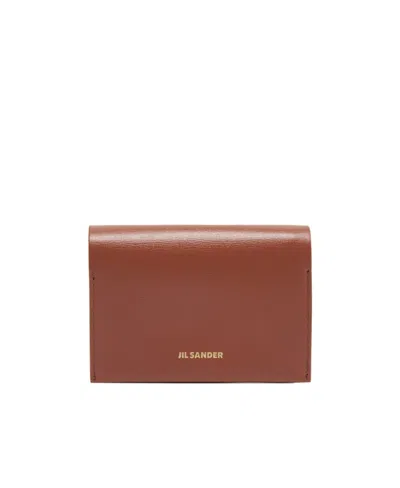 Jil Sander Logo Card Bag In Brown