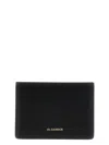 Jil Sander Logo Detail Leather Card Holder In Black