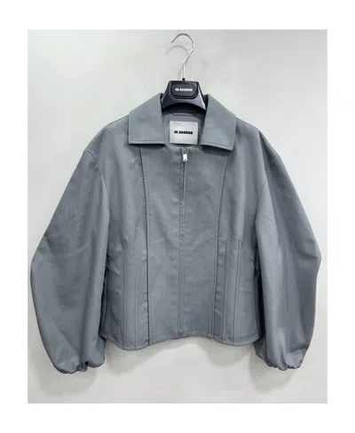 Jil Sander Logo Casual Jacket In Gray
