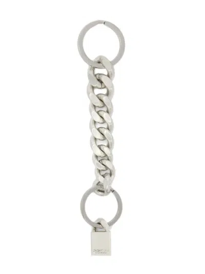 Jil Sander Logo-charm Chain Keyring In 银色
