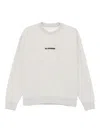 Jil Sander Logo Cotton Crewneck Sweatshirt In Gray