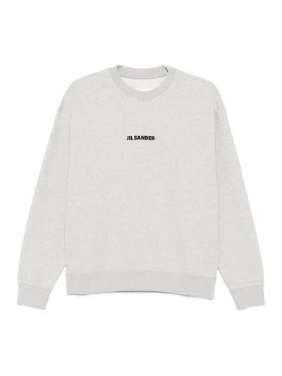 Jil Sander Logo Cotton Crewneck Sweatshirt In Green