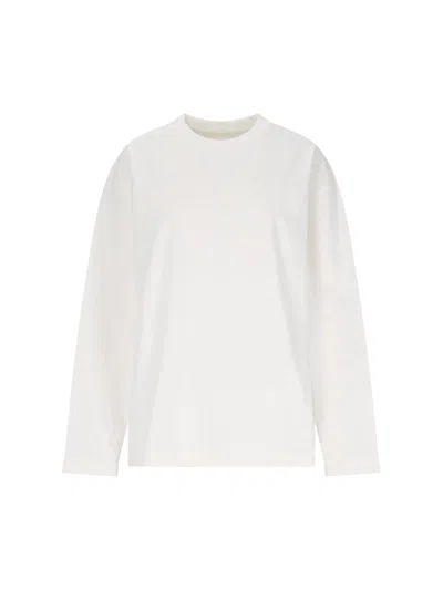 Jil Sander Logo Cotton Long Sleeve T-shirt In White