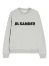 Jil Sander Logo Print Crewneck Sweatshirt In Gray