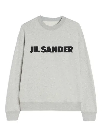 Jil Sander Logo Cotton Sweatshirt In Gray