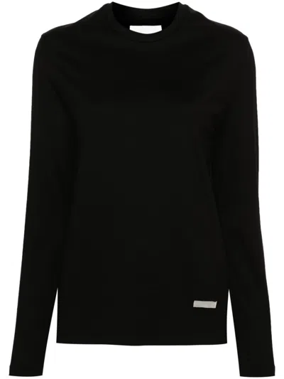Jil Sander Logo-plaque Cotton T-shirt In Negro