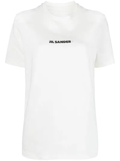 Jil Sander Short-sleeve T-shirt With Centered Logo Detail In White