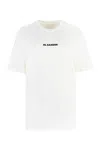 Jil Sander Men White Crewneck T-shirt With Logo Lettering On The Front In Cotton Man In White