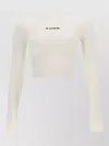 Jil Sander Fitted Cropped Polyamide-blend Long Sleeve Top In Neutral