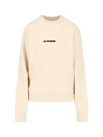 Jil Sander Sand Cotton Oversize Sweatshirt In Nude & Neutrals