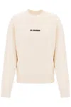 Jil Sander Logo Print Crewneck Sweatshirt In Beige