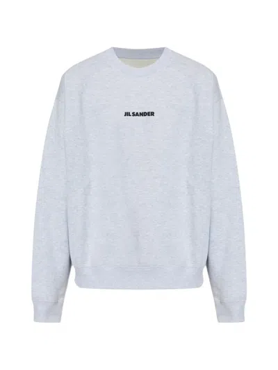 Jil Sander Logo Crew-neck Sweatshirt In Gray