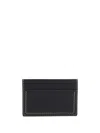 Jil Sander Black Leather Card Holder With Contrasting Stitching In Black