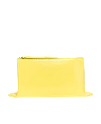 Jil Sander Logo-debossed Clutch Bag In Yellow