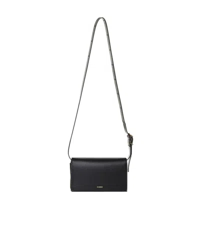 Jil Sander All Day Crossbody Bag In Black Leather