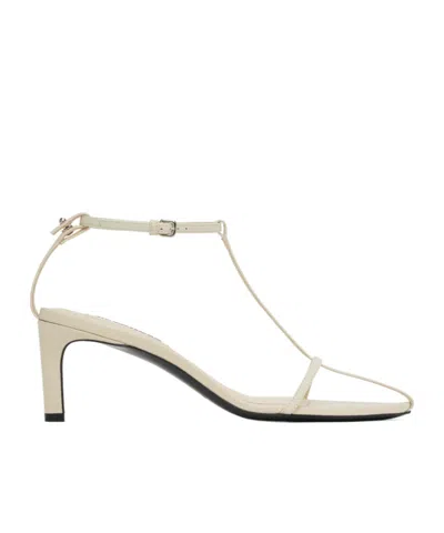 Jil Sander Logo-decorated High-heeled Sandals In Nude