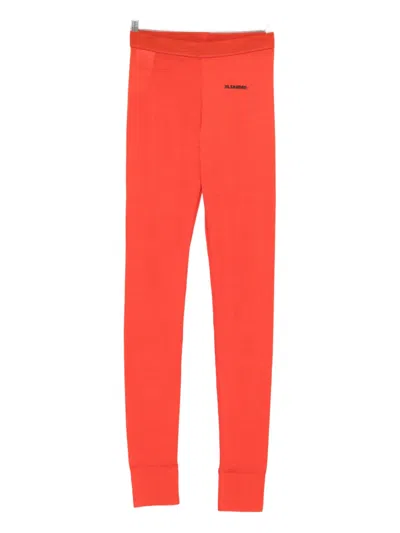Jil Sander Logo-detail Elastic-waist Trousers In Orange