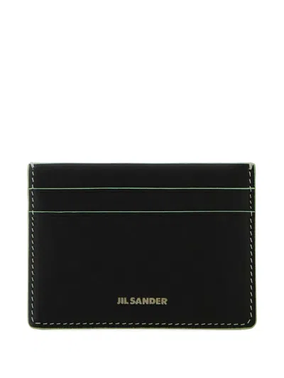 Jil Sander Logo-detail Leather Card Holder In Black