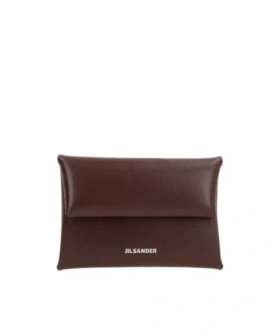 Jil Sander Logo Detailed Coin Purse In Red