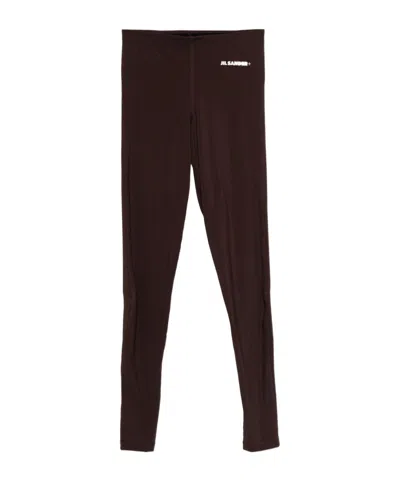 Jil Sander Elastic Waist Leggings In Brown
