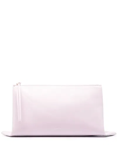 Jil Sander Debossed-logo Leather Clutch Bag In Lilla