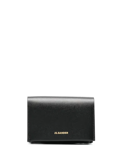 Jil Sander Logo-embossed Foldover Wallet In Black