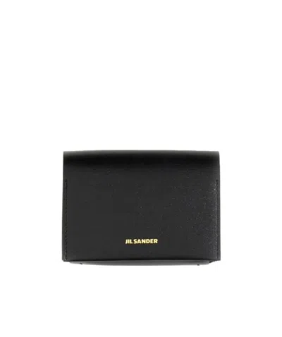 Jil Sander Logo-embossed Foldover Wallet In Black