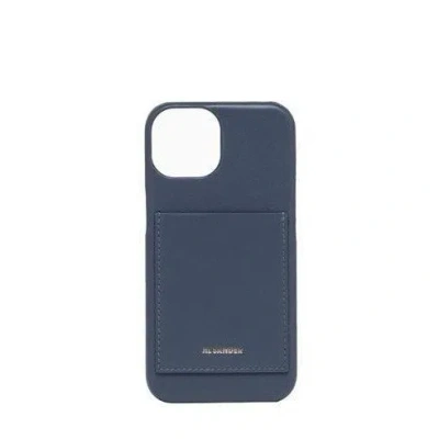 Jil Sander Logo Embossed Iphone 14 Phone Case In Blue