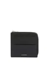 Jil Sander Logo-embossed Leather Card Slot Wallet In 黑色