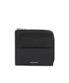 Jil Sander Leather Card Holder With Top Zip Closure In Black