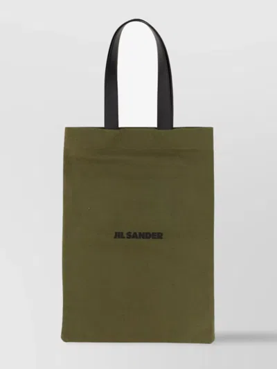 JIL SANDER LOGO EMBOSSED LEATHER TOTE BAG