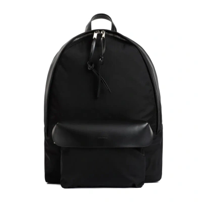 Jil Sander Logo Embossed Zipped Backpack In Black