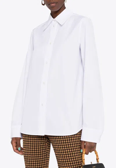 Jil Sander Logo-embroidered Buttoned Shirt In White