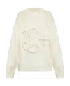 Jil Sander Embroidered Mohair Blend Knit Sweater In White