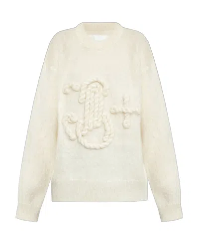 Jil Sander Logo-embroidered Chunky-knit Jumper In White