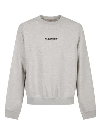 Jil Sander Logo-embroidered Cotton Sweatshirt In Gray