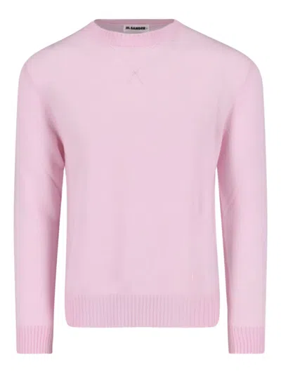 Jil Sander Logo-embroidered Crew-neck Sweater In Pink