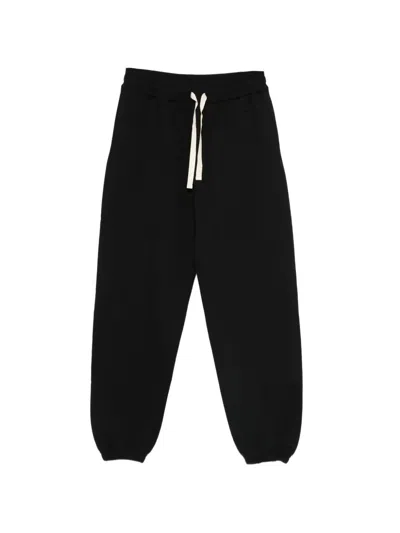 Jil Sander Logo-embroidered Drawstring Trousers In Black