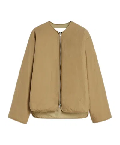 Jil Sander Logo-embroidered Jacket In Brown