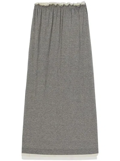 Jil Sander Logo Embroidered Layered Midi Skirt