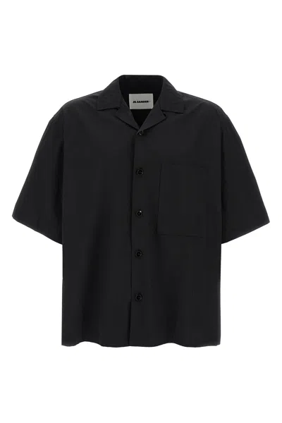Jil Sander Logo Embroidery Shirt In Black