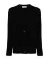 Jil Sander Logo-engraved-buttons Wool Cardigan In Black